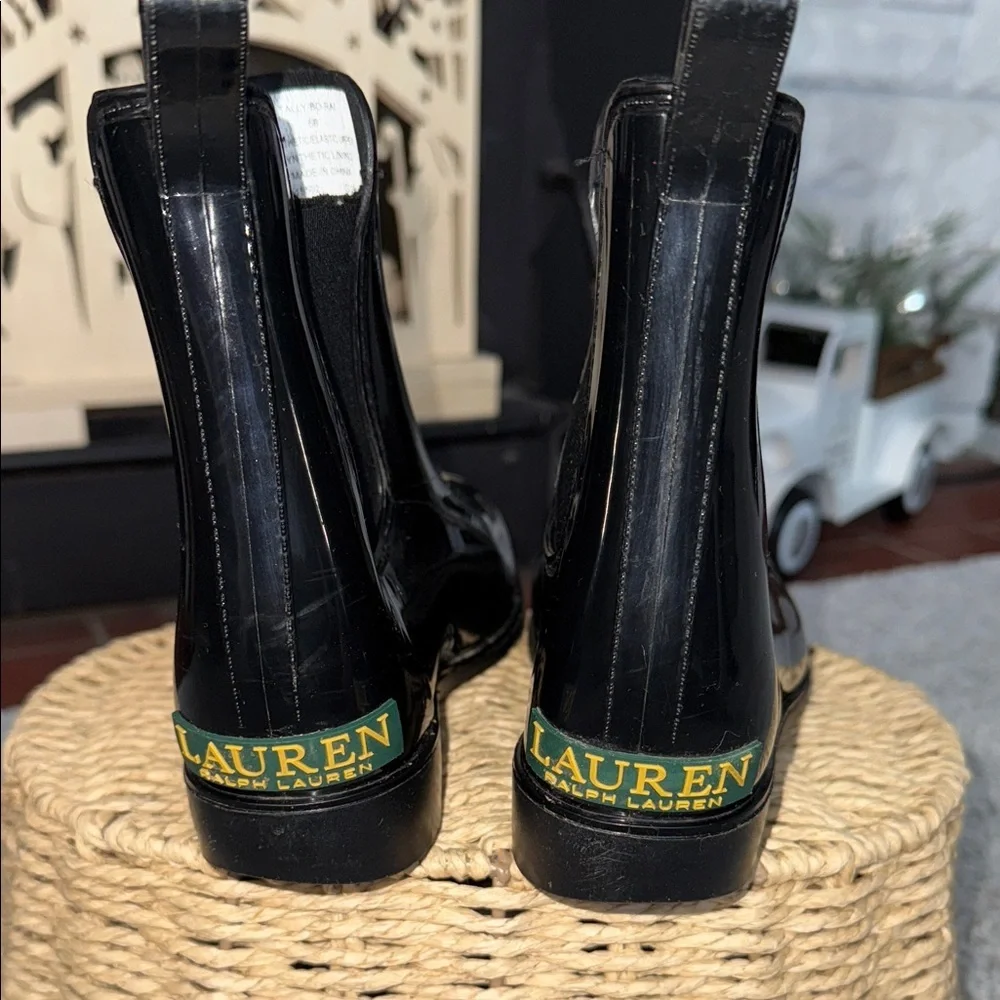 Lauren Ralph Lauren Tally Bo Rai Glossy Black Rain winter Boots women’s size 6 - Picture 5 of 10